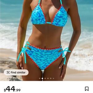 Blue cheetah viral tummy control Women's Bikini Set